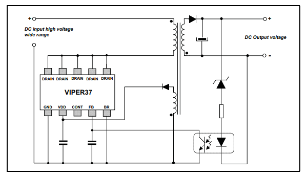 Schematic - STMicroelectronics VIPer37 Fixed Frequency Offline Converters